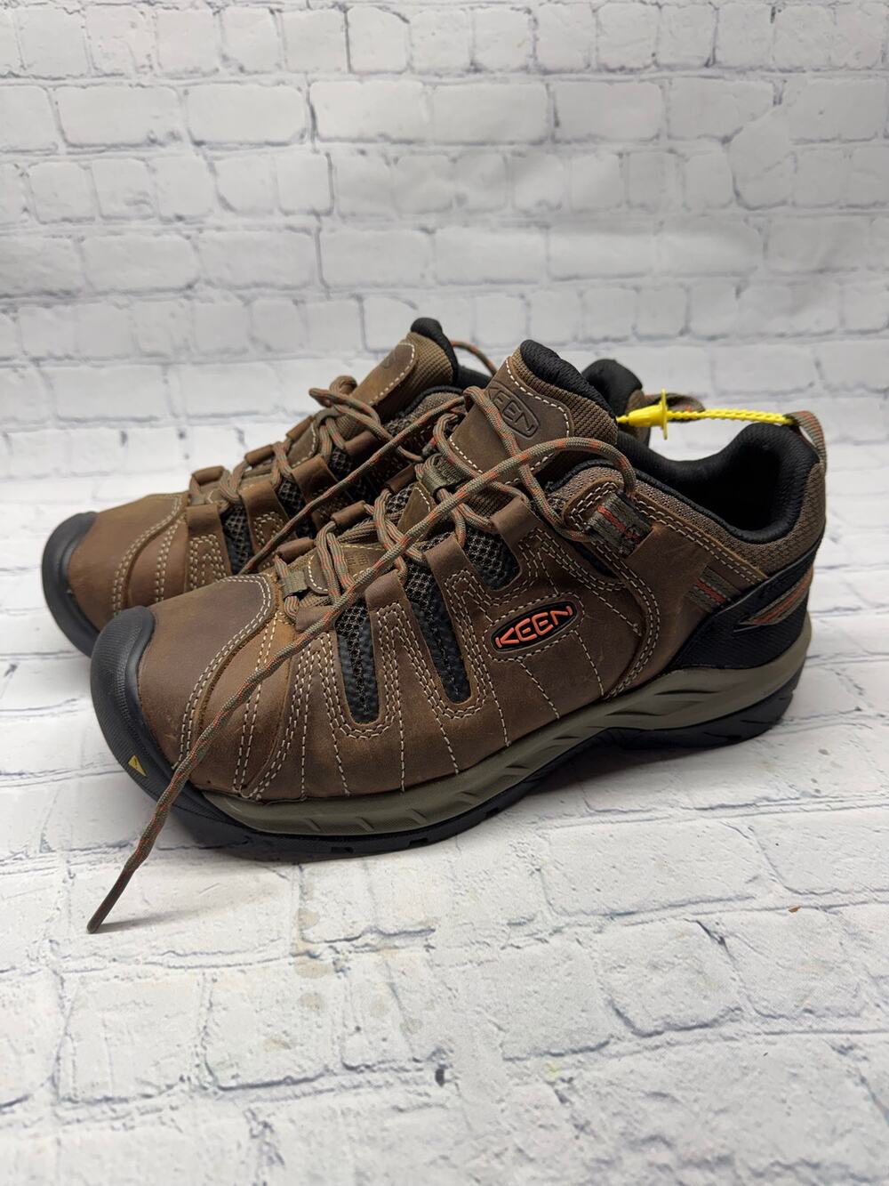 KEEN Utility Men's 7EE Extra Wide Brown Leather Work Shoes Steel Toe EH